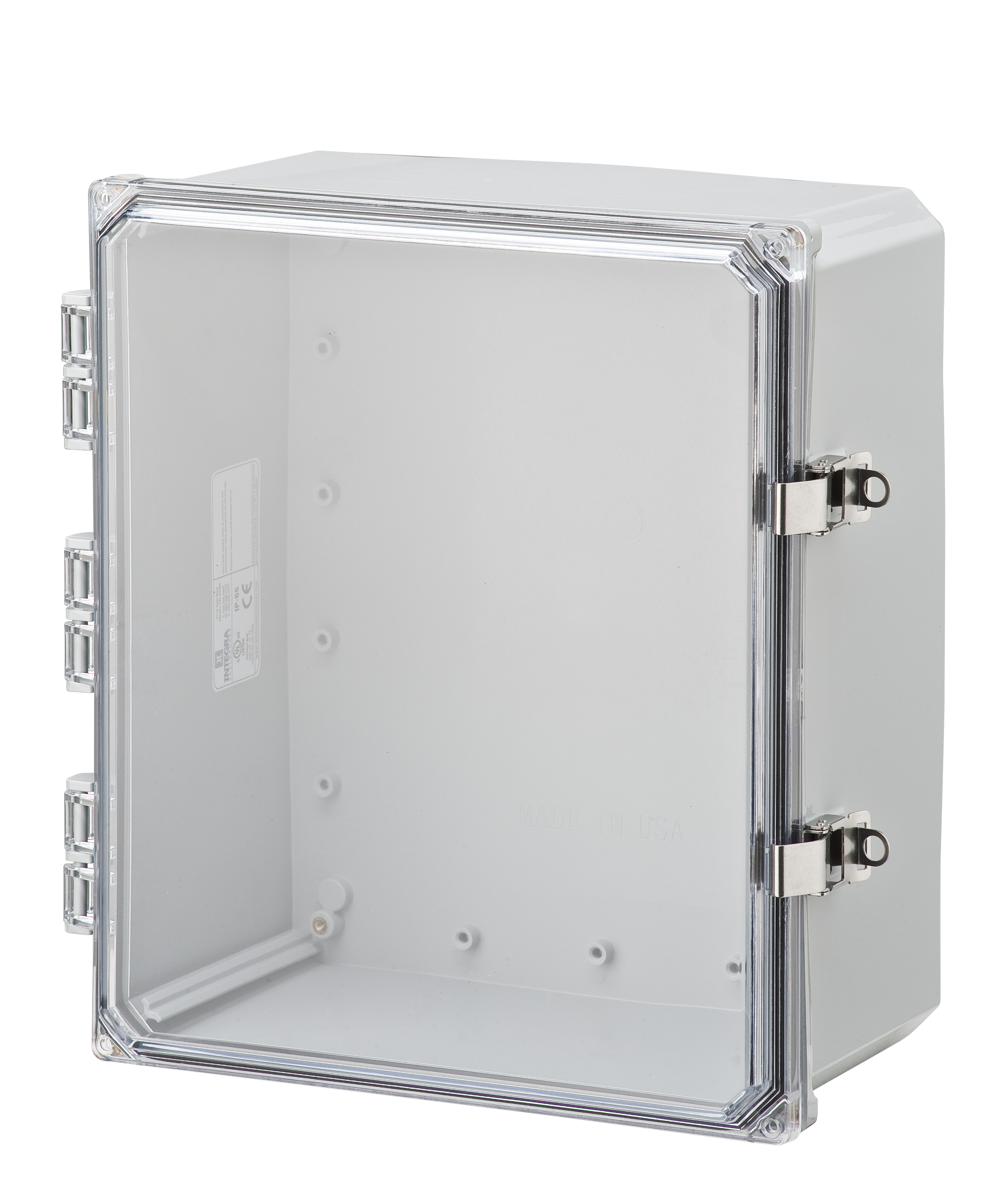 Integra Wallmount Enclosure; 14" x 12" x 6"; Polycarbonate; Transparent Cover; Hinge Connection; NEMA 4X